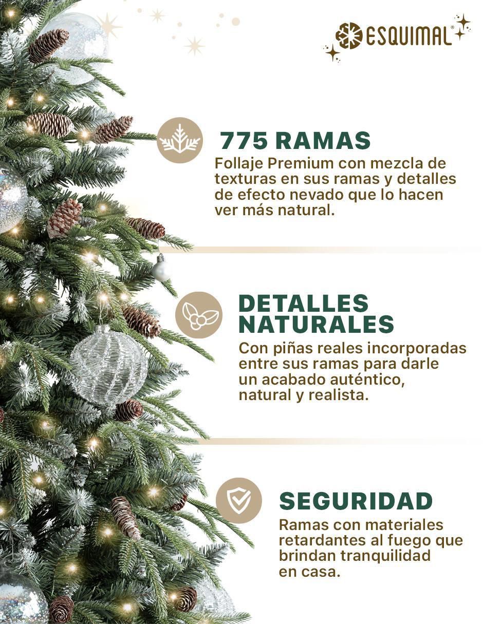Árbol de navidad Tipo Lápiz Nevado con Berries y Piñas de PVC 2