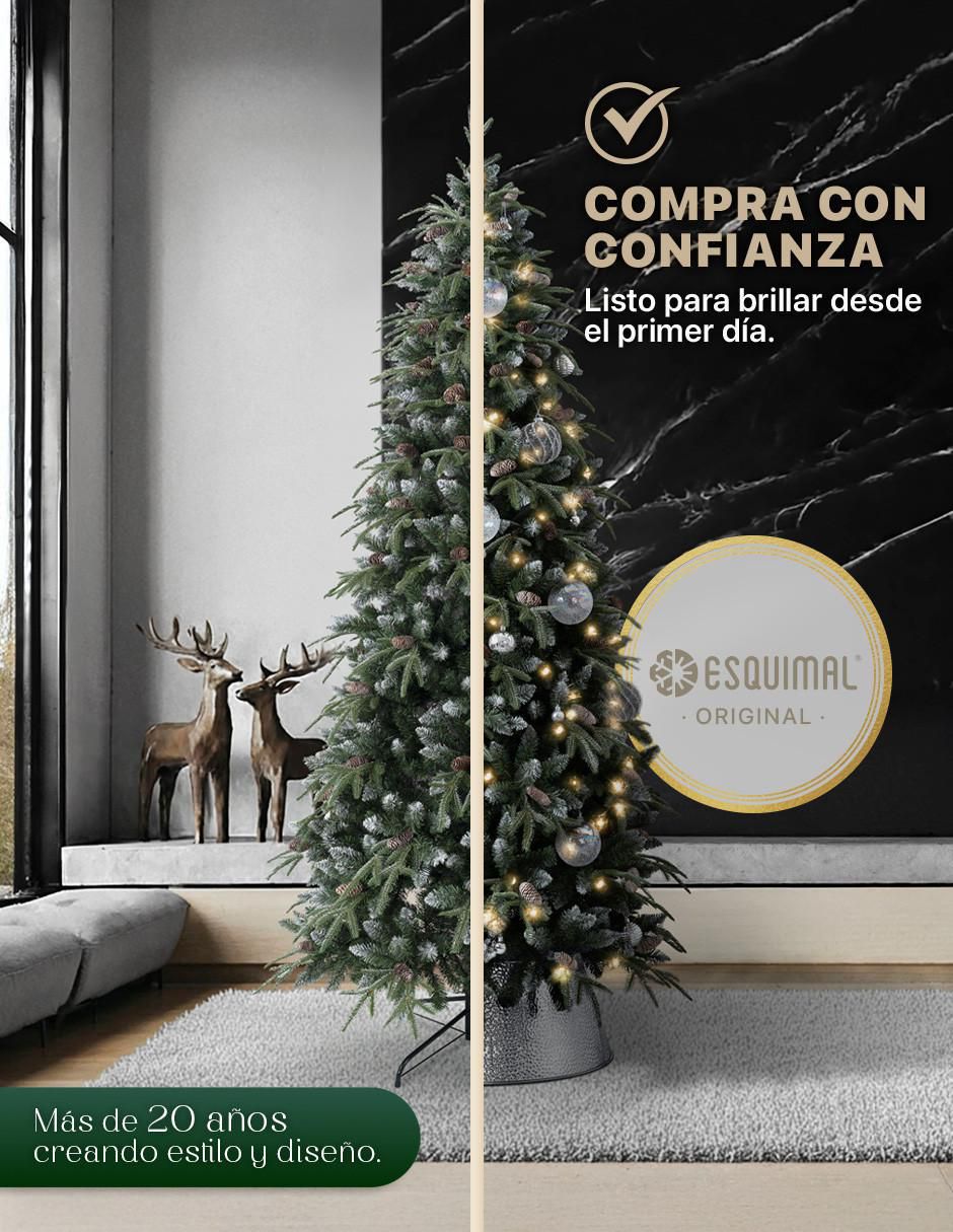 Árbol de navidad Tipo Lápiz Nevado con Berries y Piñas de PVC 5