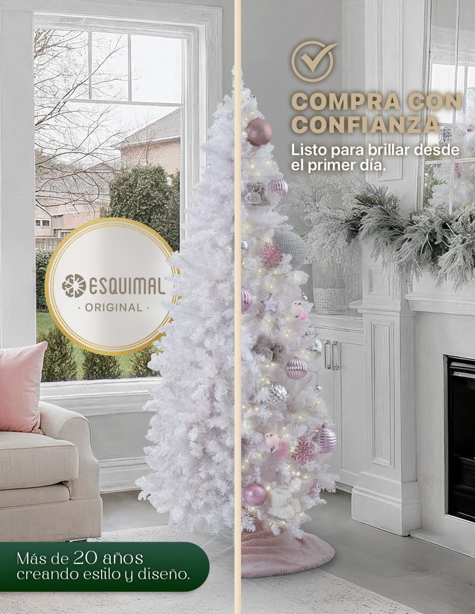 Árbol de navidad tipo lápiz blanco nacarado 5