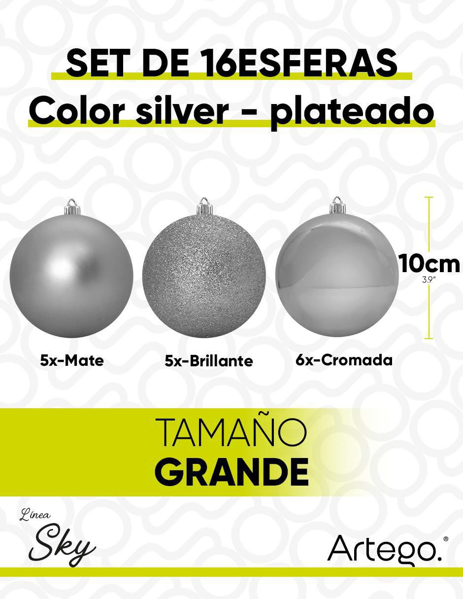 Set de esfera navideña Grandes Silver con 16 piezas 5