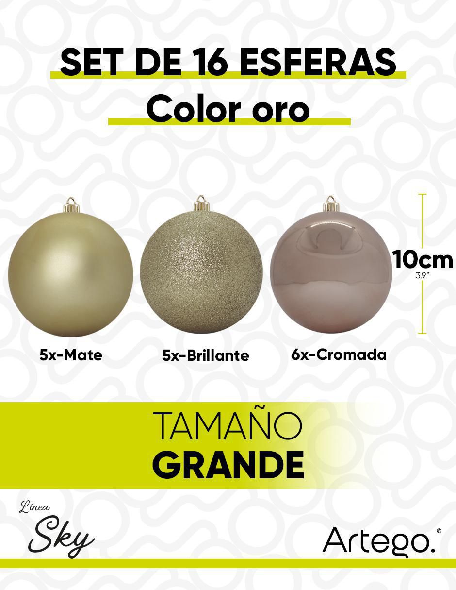 Set de esfera navideña Grandes Oro con 16 piezas 5