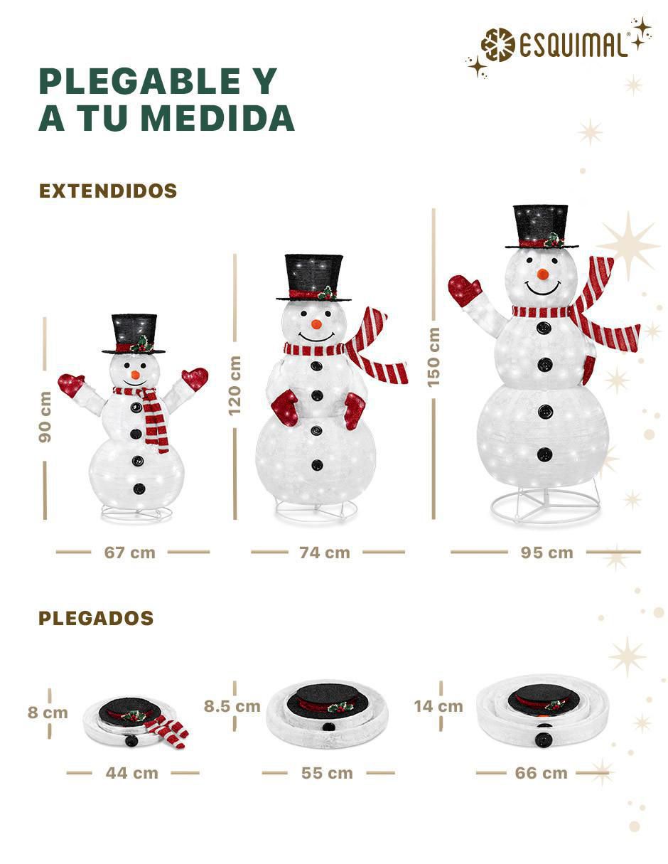 Figura decorativa de muñeco nieve Navidad Familia de Muñecos de Nieve Iluminados 2