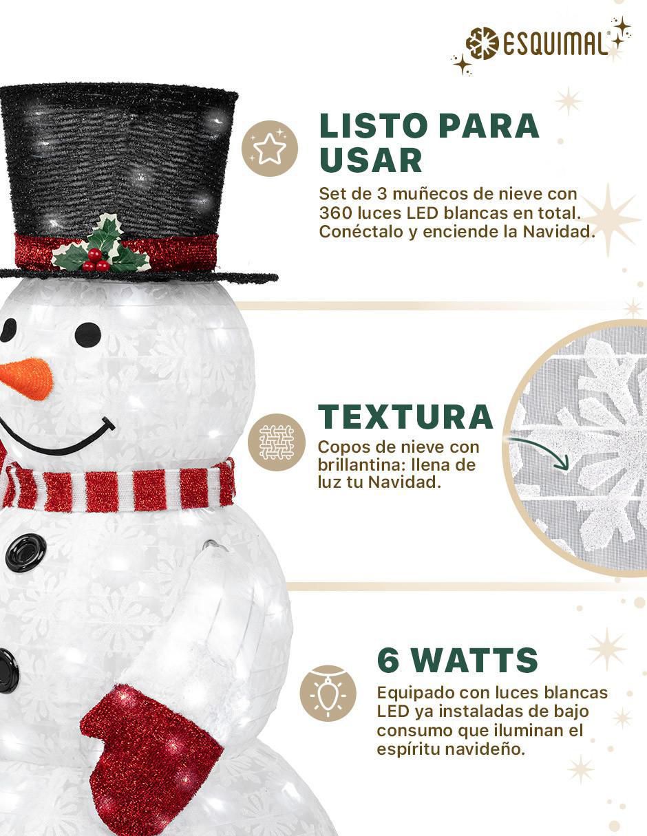 Figura decorativa de muñeco nieve Navidad Familia de Muñecos de Nieve Iluminados 4
