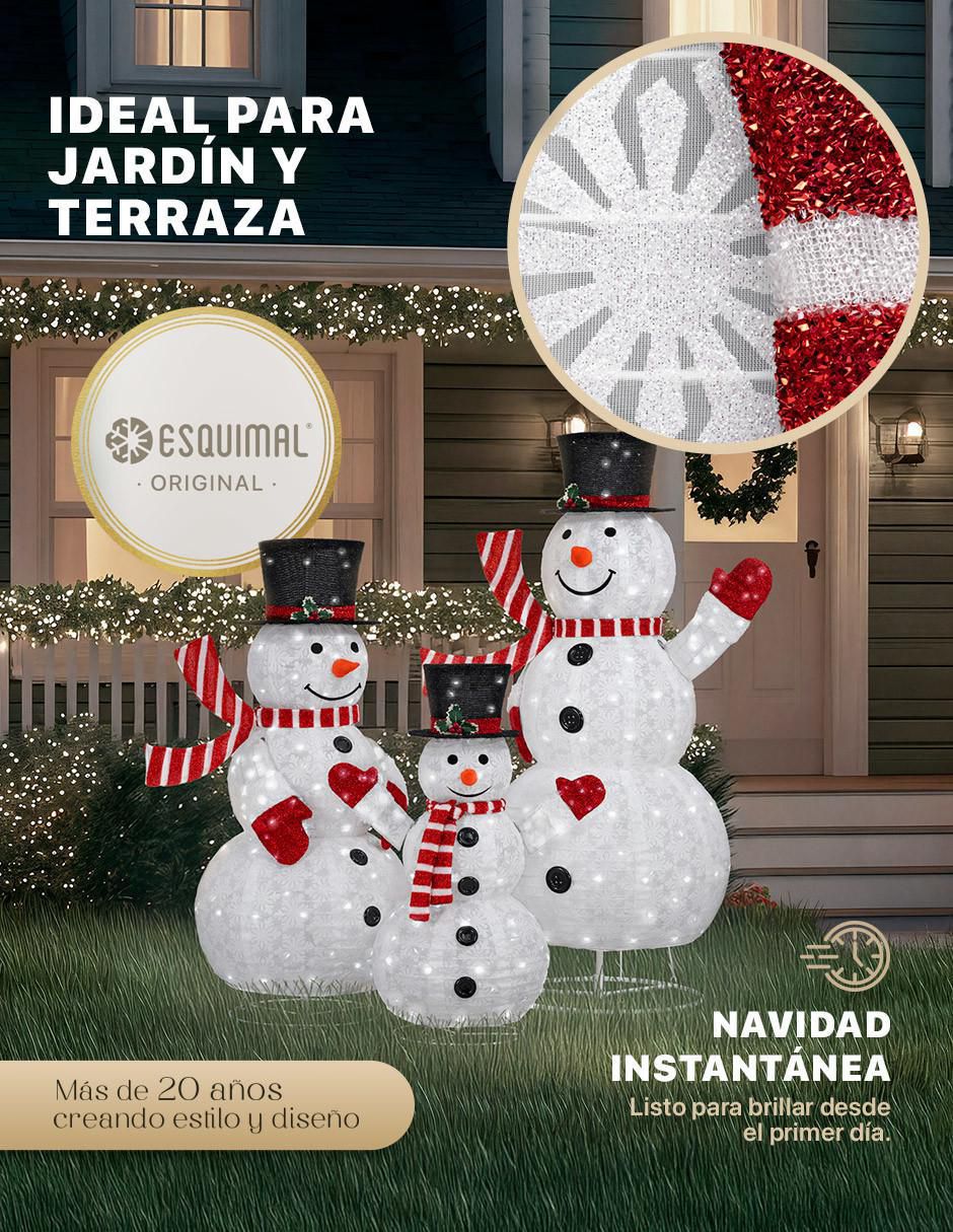 Figura decorativa de muñeco nieve Navidad Familia de Muñecos de Nieve Iluminados 6