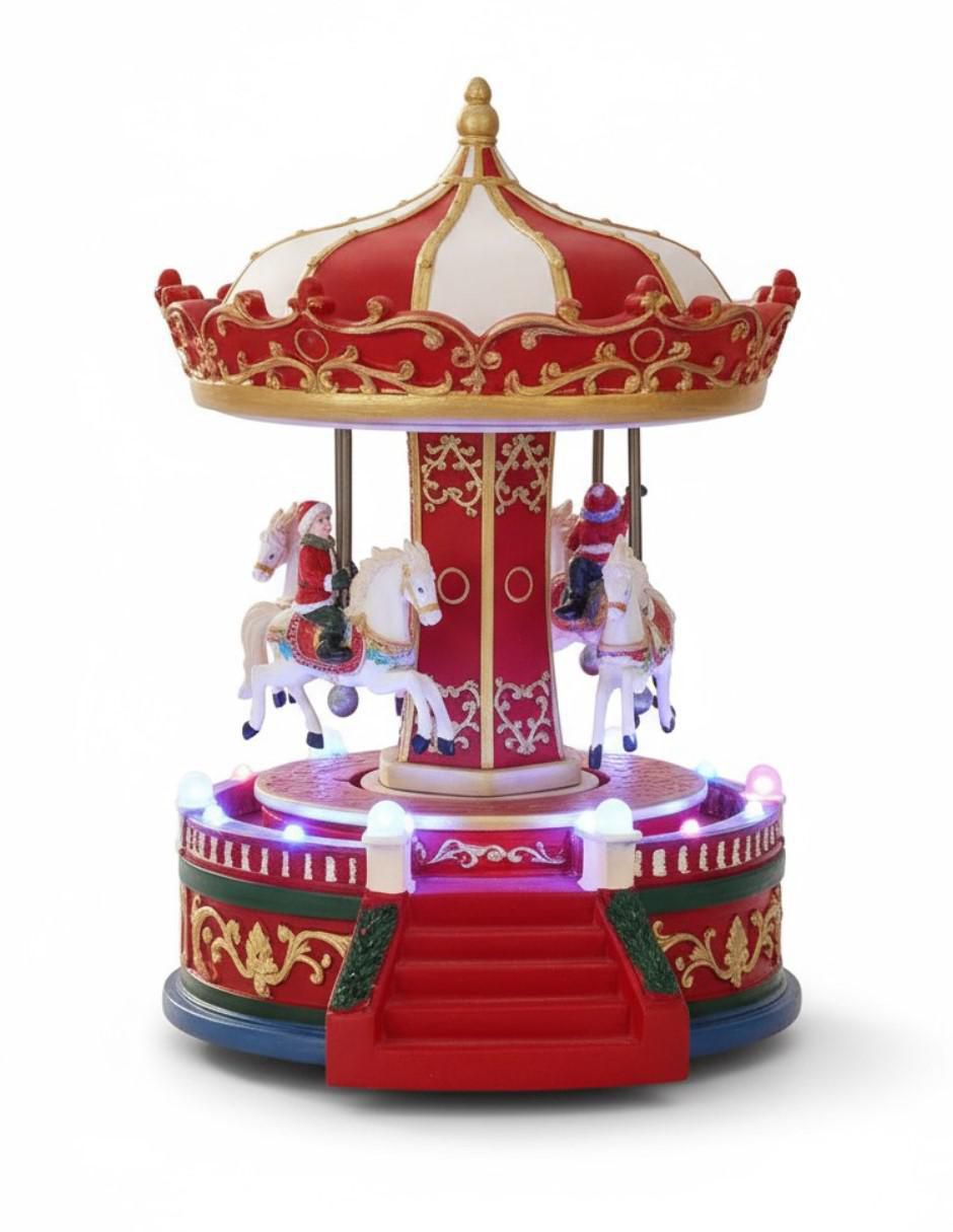 Figura decorativa de carrusel Navidad de resina 1