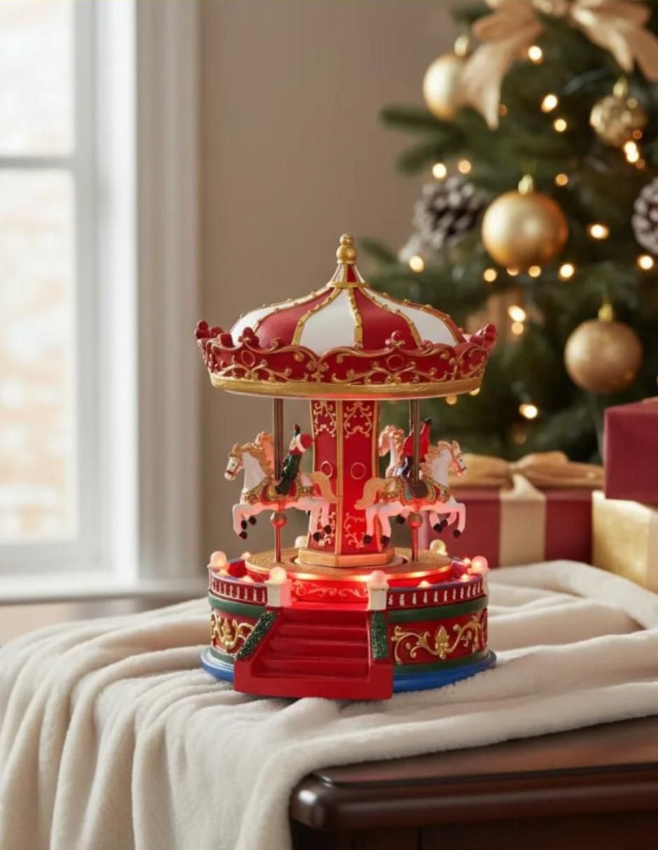 Figura decorativa de carrusel Navidad de resina 4