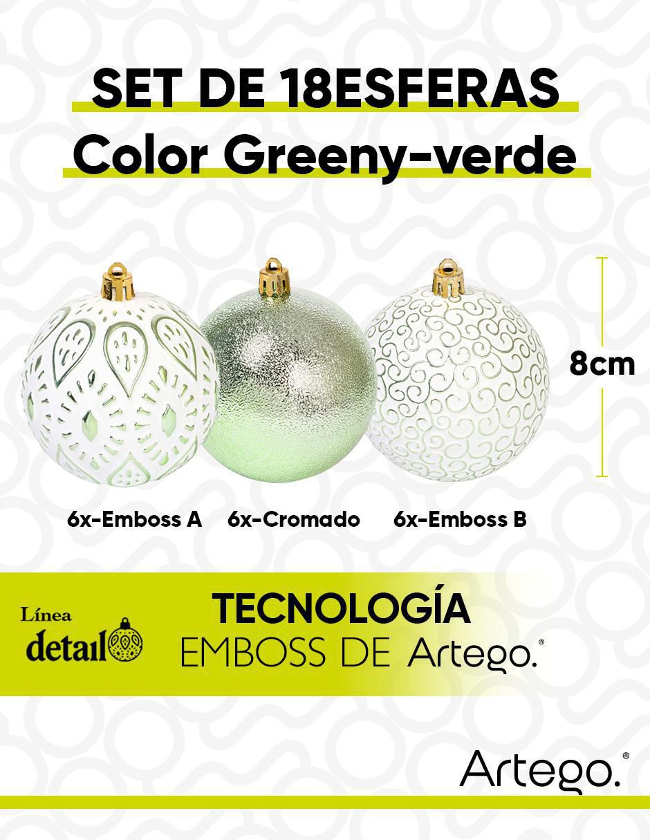 Set de esfera navideña Detail de 3 acabados con 18 piezas 6