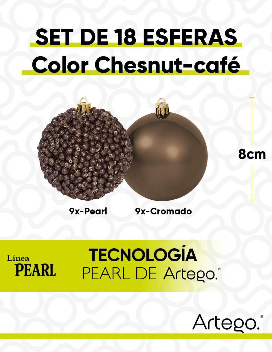 Set de esfera navideña Pearl Chesnut con 18 piezas 6