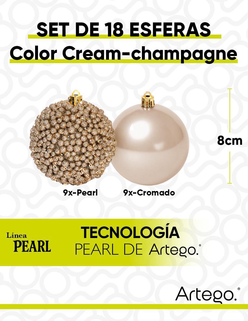 Set de esfera navideña Pearl Cream con 18 piezas 6