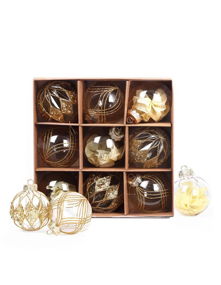 Set de esfera navideña Handamade Crystal Rubi con 9 piezas