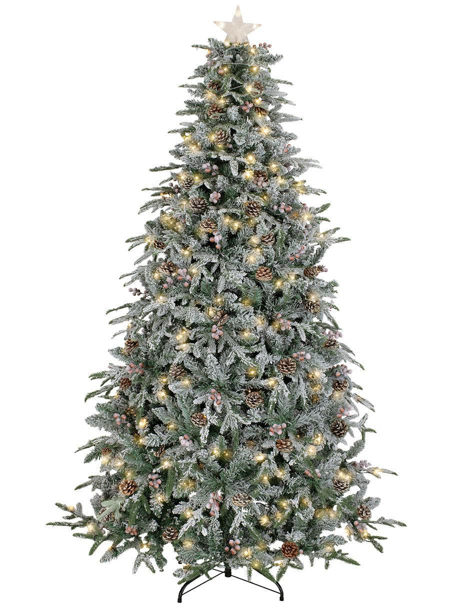 Árbol de navidad Nevado con Frutos y Estrella de PVC con 250 luces Árbol de navidad Nevado con Frutos y Estrella de PVC con 250 luces