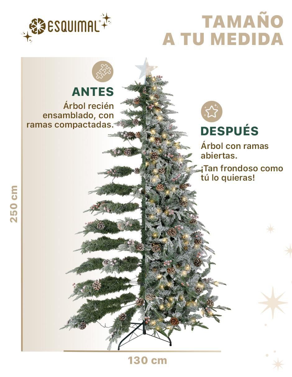 Árbol de navidad Esquimal Nevado con Frutos y Estrella de pvc con 250 luces