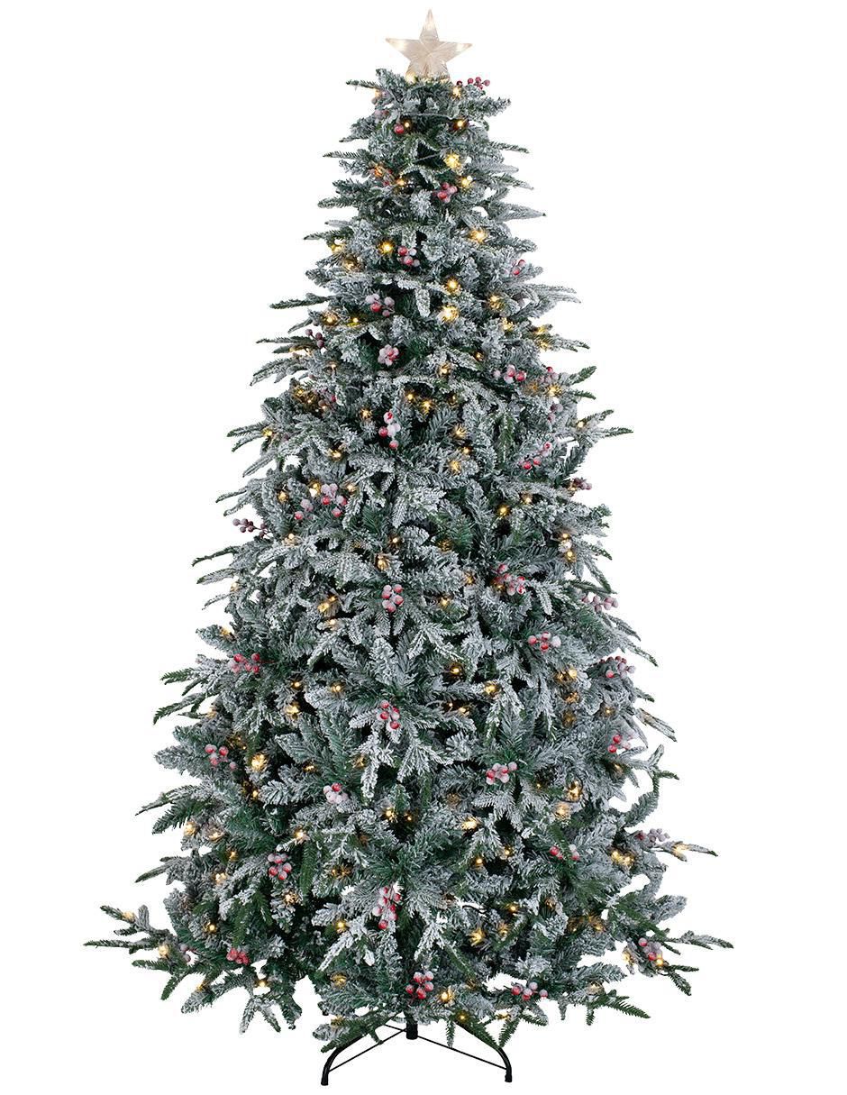 Árbol de navidad Nevado con Frutos y Estrella de PVC con 250 luces Árbol de navidad Nevado con Frutos y Estrella de PVC con 250 luces
