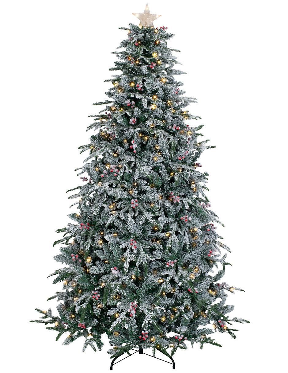 Árbol de navidad Nevado con Frutos y Estrella de PVC con 250 luces Árbol de navidad Nevado con Frutos y Estrella de PVC con 250 luces
