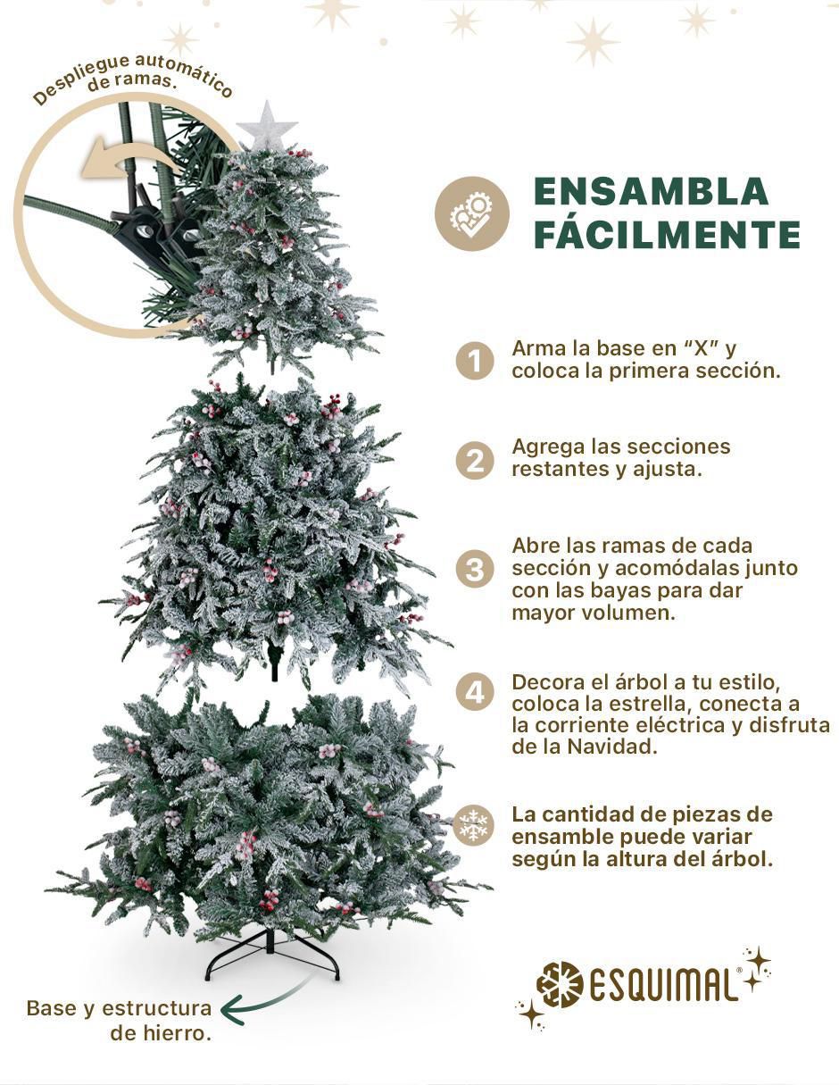 Árbol de navidad Nevado con Frutos y Estrella de PVC con 250 luces 2