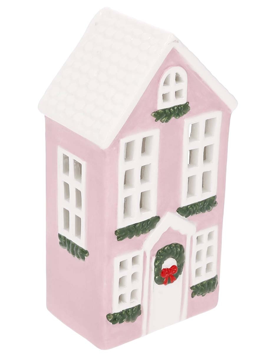 Figura decorativa navideña de casa de cerámica 2