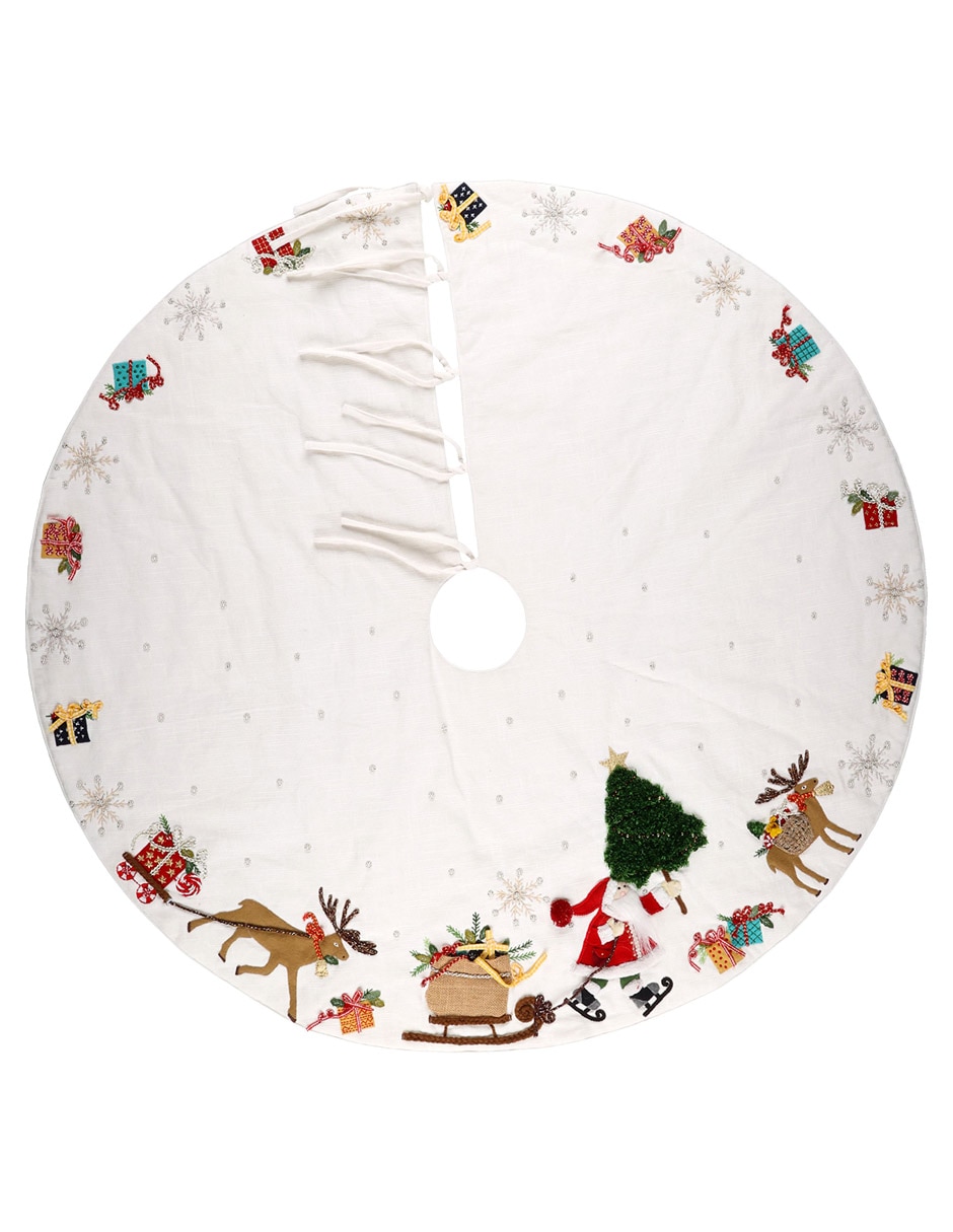 Pie de árbol estampado navideño