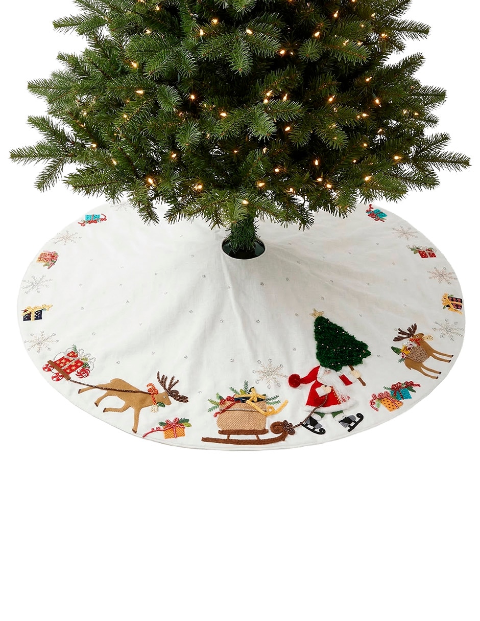 Pie de árbol estampado navideño 2