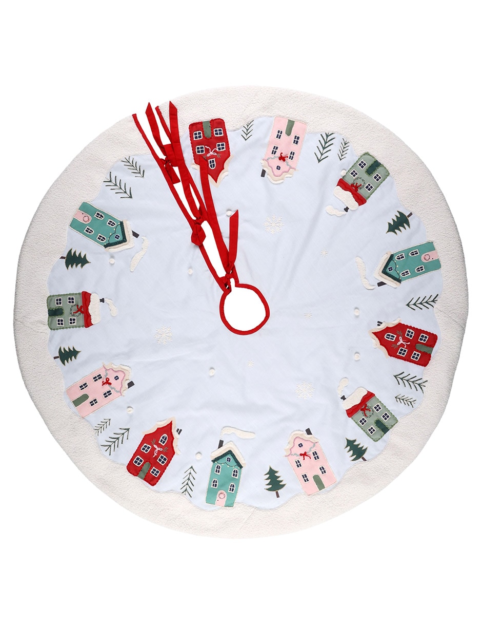 Pie de árbol estampado navideño
