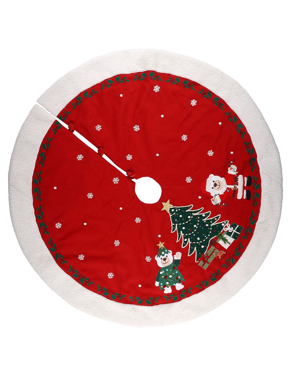 Pie de árbol estampado navideño