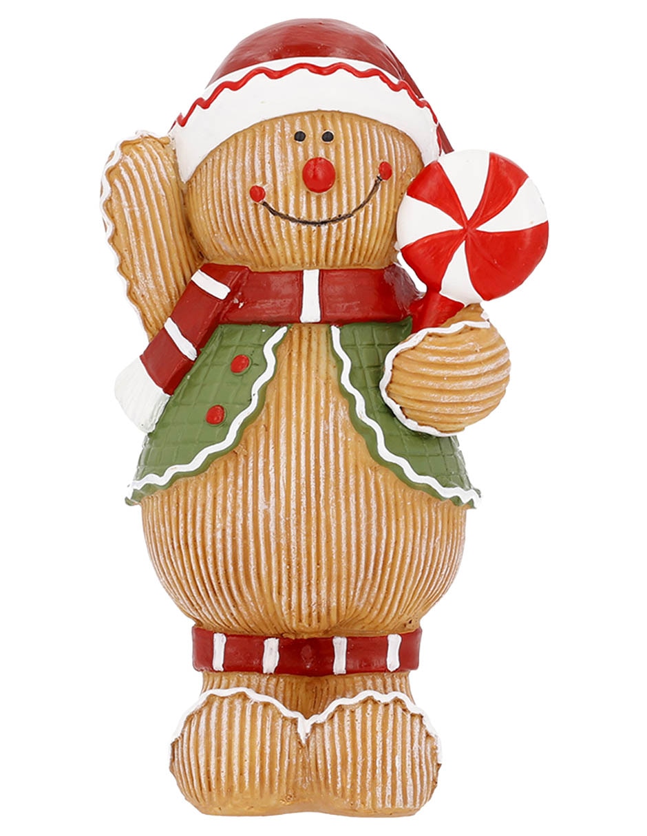 Figura decorativa navideña de muñeco de jengibre de resina