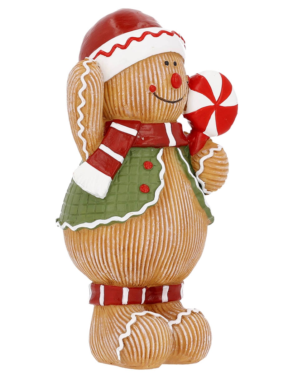 Figura decorativa navideña de muñeco de jengibre de resina 4