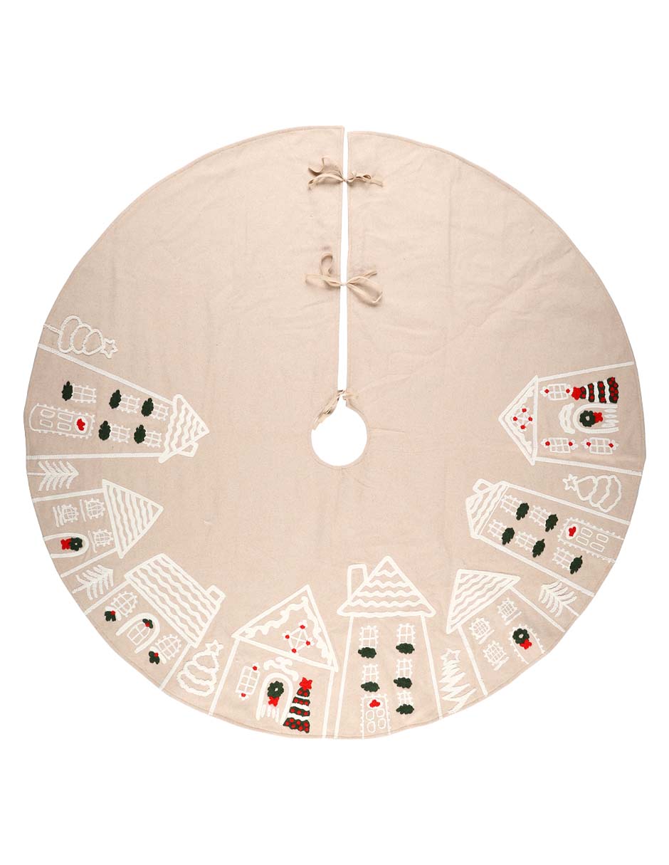 Pie de árbol estampado navideño
