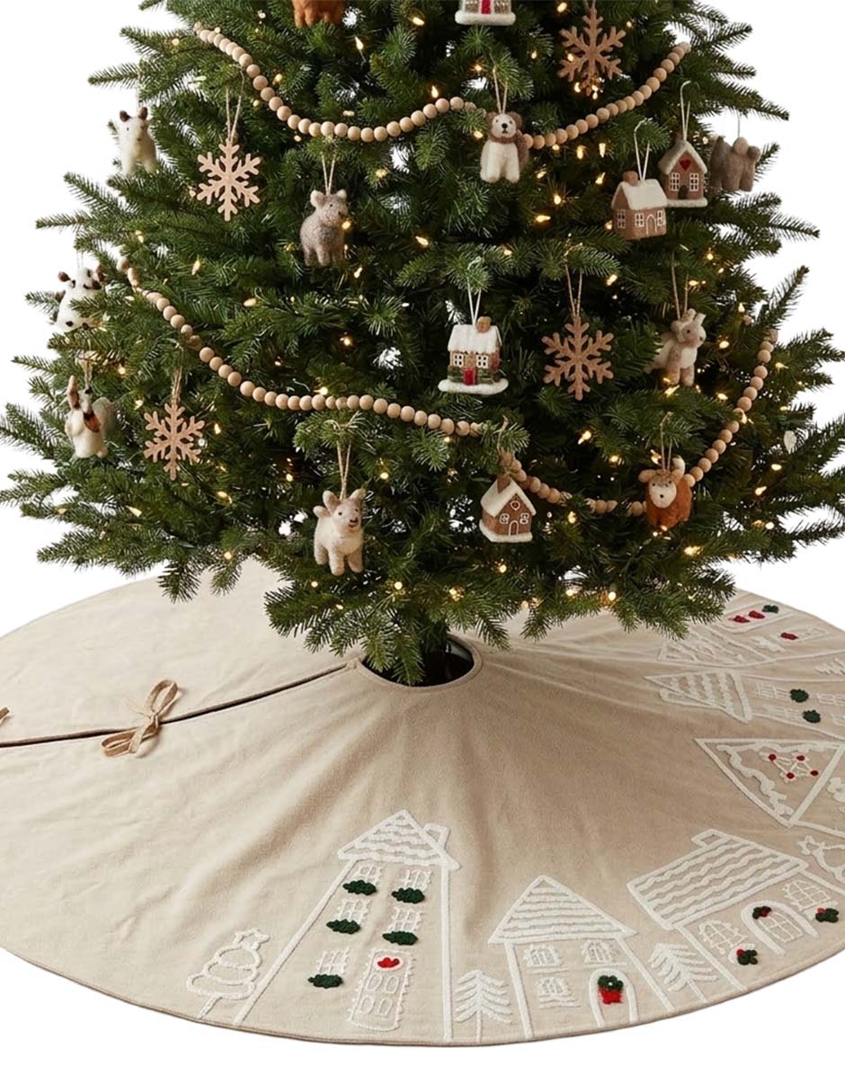 Pie de árbol estampado navideño 4